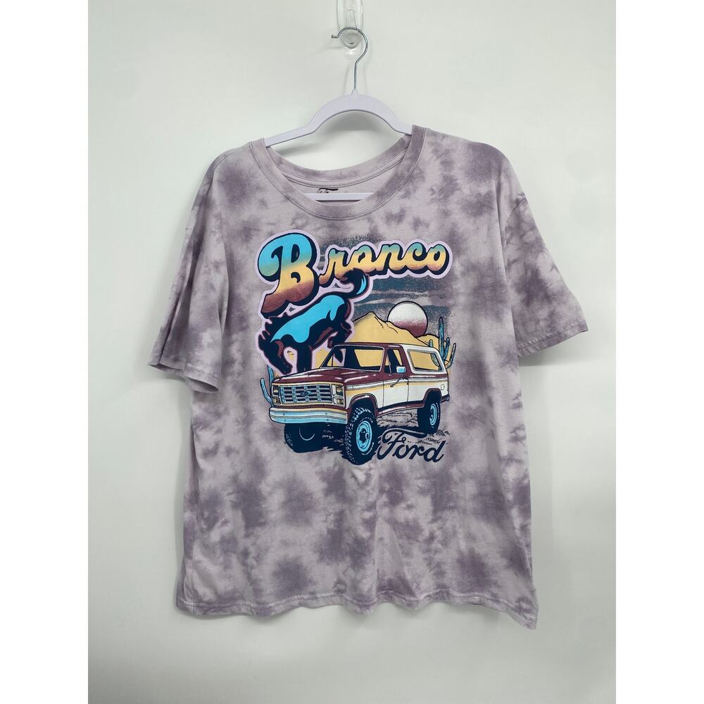 Ford Bronco Tie Dye Short Sleeve Shirt Purple Older Style Horse XXXL